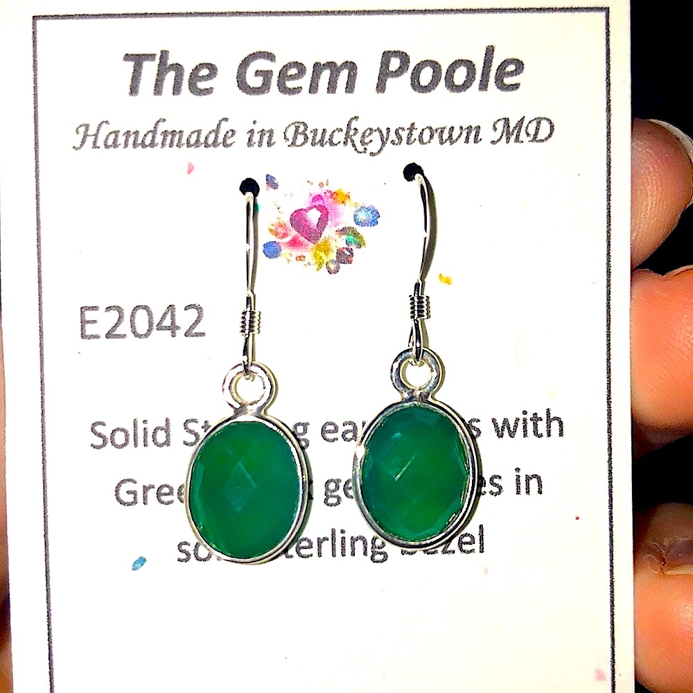 Green Onyx 925 Silver Drop Earrings